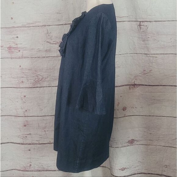 Draper James Chambray Ruffle Shirt Dress Size 8 - Picture 3 of 8